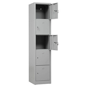 4260090177969 - Schließfachschrank 110009 Metall 1 Abteil mit 5 Fächern abschließbar 41x190cm (BxH) lichtgrau 4260090177969 Gürkan