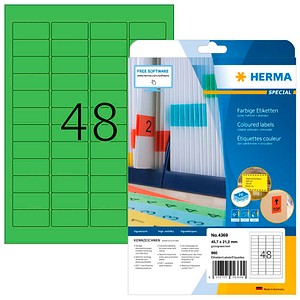 HERMA Etiketten 4369 grün 45,7 x 21,2 mm, 20 Blatt