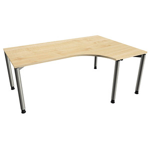 4260672330331 - fm Sidney höhenverstellbarer Schreibtisch königsahorn C-Form 4-Fuß-Gestell silber 1800 x 800 1200 cm 4260672330331 - fm Sidney höhenverstellbarer Schreibtisch königsahorn C-Form 4-Fuß-Gestell silber 1800 x 800 1200 cm