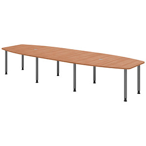 4032062316160 - HAMMERBACHER Konferenztisch KT40C nussbaum Tonnenform Rundrohr grau 4000 x 850 1300 x 720 - 740 cm