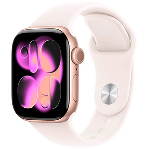 0195950619386 - Apple Watch Series 11 GPS + Cellular 42mm Rose Gold Aluminium Case mit Blassrosa Sport Band - S M