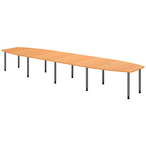 4032062316306 - HAMMERBACHER Konferenztisch KT52C buche Tonnenform Rundrohr grau 5200 x 850 1300 x 720 - 740 cm