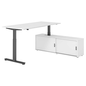 4032062334188 - VXMST19SB elektrisch höhenverstellbarer Schreibtisch weiß rechteckig T-Fuß-Gestell grau 1800 x 800 cm