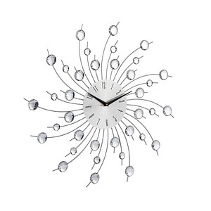 4052025232757 - Wanduhr xl mit Glitzer Küchenuhr groß moderne Wohnzimmeruhr Analoguhr Wand 50 cm Durchmesser silber - Relaxdays