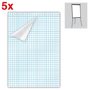 Flipchart-Papier kariert 67,5 x 98,0 cm, 20 Blatt, 5 Blöcke