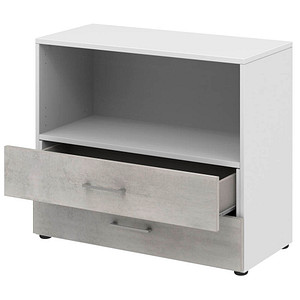 4059484218179 - Home Office Kombiregal TEMPIO aus Holz 2 Einschübe 2 OH B 800 x T 340 x H 720 mm weiß Beton 4059484218179 - Home Office Kombiregal TEMPIO aus Holz 2 Einschübe 2 OH B 800 x T 340 x H 720 mm weiß Beton