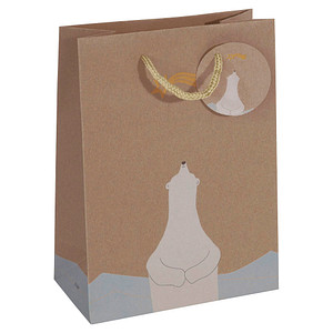 4004360799419 - Geschenktasche GT050 Polar bear with shooting star Weihnachten farbig abgestimmte Tragekordel Geschenkeanhänger Eisbär 17cm  5 Stück