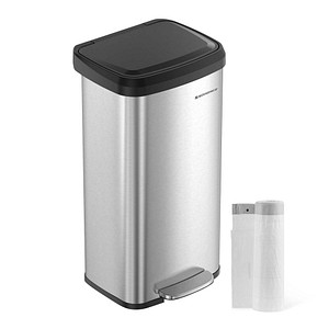0194343187747 - Songmics - Mülleimer Küche 68 Liter Abfalleimer Tretmülleimer aus Metall - Silber
