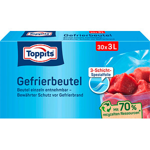 4008871208064 - Toppits® Gefrier-Beutel aus 3-Schicht-Folie mit verstärkter Mittelschicht 1 Packung = 30 Stück á 3 Liter Fassungsvermögen 4008871208064 - Toppits® Gefrier-Beutel aus 3-Schicht-Folie mit verstärkter Mittelschicht 1 Packung = 30 Stück á 3 Liter Fassungsvermögen