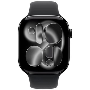 0195950630770 - Apple Watch Series 11 GPS + Cellular 46mm Diamantschwarz Aluminium Case mit schwarzem Sport Band - S M