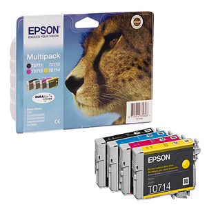 EPSON T0715  schwarz, cyan, magenta, gelb Druckerpatronen, 4er-Set