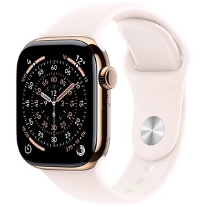 0195950629460 - Apple Watch Series 11 GPS + Cellular 42mm Gold Titanium Case mit Blassrosa Sport Band - S M