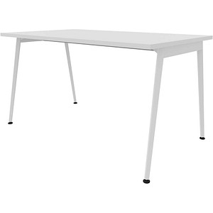 Quadrifoglio X3 Schreibtisch weiß rechteckig, 4-Fuß-Gestell weiß 140,0 x 80,0 cm