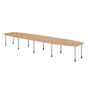 4032062316320 - HAMMERBACHER Konferenztisch KT52C eiche Tonnenform Rundrohr silber 5200 x 850 - 1300 x 720 - 740 cm