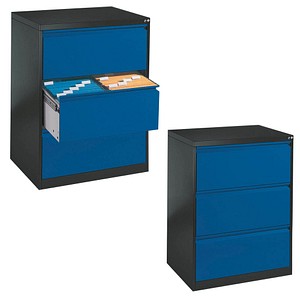 4025314220209 - Hängeregistraturschränke doppelbahnig 3 Schubfächer anthrazit blau 4025314220209 C+P-Möbel
