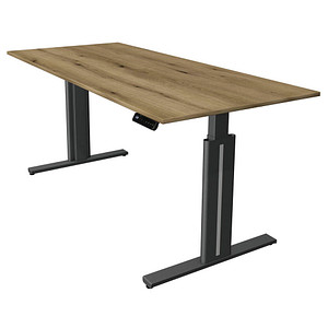 Kerkmann Move 3 elegant elektrisch höhenverstellbarer Schreibtisch eiche rechteckig, T-Fuß-Gestell grau 180,0 x 80,0 cm