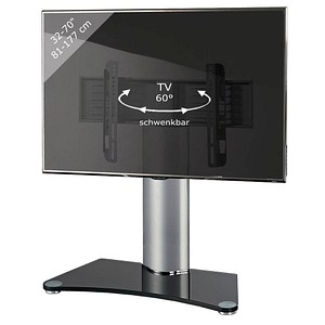 4012246178326 - TV Standfuß 26-70 Zol bis 30 kg Aufsatz Erhöhung schwenkbar VESA max 600x400 Alu Fernseh Ständer ESG-Sicherheitsglas Maße ca H 74 x B 80 x T 40 cm - Windoxa