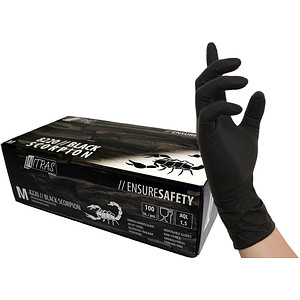 4059904086524 - Einweghandschuhe BLACK SCORPION 8220 lebensmittelecht schwarz Größe M   8 Latex 4059904086524 100 Stück
