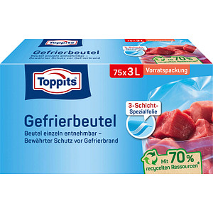 4008871208132 - Toppits® Gefrierbeutel Standboden Vorratspack Mit Standboden für einfaches Befüllen Fassungsvermögen 3 Liter 1 Packung = 75 Stück 4008871208132 - Toppits® Gefrierbeutel Standboden Vorratspack Mit Standboden für einfaches Befüllen Fassungsvermögen 3 Liter 1 Packung = 75 Stück