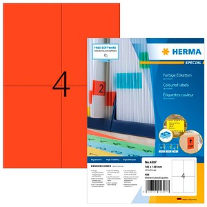 HERMA Etiketten 4397 rot 105,0 x 148,0 mm, 100 Blatt