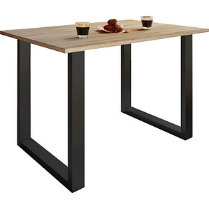 4051814402463 - Holzesstisch H 76 x B 140 x T 50 cm hochwertiges und massives Fußgestell Füße aus Eisen Küchentisch - Xona U
