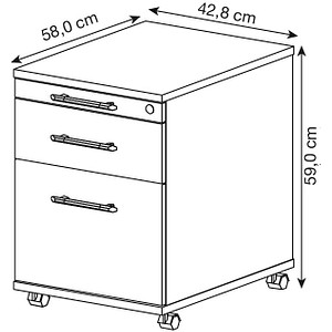 4032062162989 - Rollcontainer 1 Schub 1 Utensilienauszug Hängeregistraturauszug B 428 x T 580 x H 590 mm Eiche-Dekor 4032062162989 - Rollcontainer 1 Schub 1 Utensilienauszug Hängeregistraturauszug B 428 x T 580 x H 590 mm Eiche-Dekor