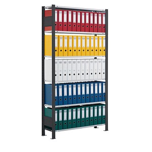 4058255034451 - Grundsteckregal 1000 x 300 x 2000 cm schwarz 6 Fachböden 4058255034451 SCHULTE