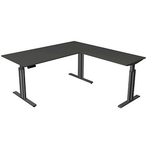 Kerkmann Move 3 elegant elektrisch höhenverstellbarer Schreibtisch anthrazit L-Form, T-Fuß-Gestell grau 180,0 x 180,0 cm