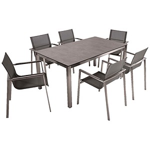 Garden Pleasure Sitzgruppe SIENNA grau, silber Metall, 7-teilig