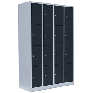 4061815518186 - Schließfachschrank 520448 Metall 4 Abteile mit 16 Fächern abschließbar 117x180cm (BxH) anthrazit 4061815518186 LÜLLMANN