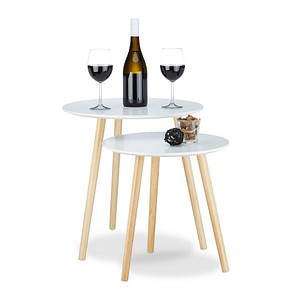 4052025967871 - Relaxdays - Beistelltisch 2er Set skandinavisch 70er Design Nachttische Satztische Durchmesser 39 und 475 cm weiß 4052025967871 - Relaxdays - Beistelltisch 2er Set skandinavisch 70er Design Nachttische Satztische Durchmesser 39 und 475 cm weiß
