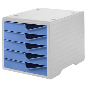 styro Schubladenbox styroswingbox  cornflower 275-8430.6281, DIN A4 mit 5 Schubladen, 1 St.