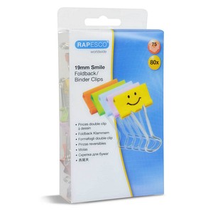 80 RAPESCO® Foldbackklammern Smiles farbsortiert 1,9 cm