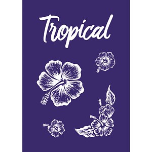 4006166448461 - Siebdruckschablone Hibiskusblüten blau 4006166448461 - Siebdruckschablone Hibiskusblüten blau