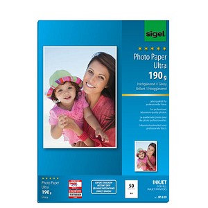 SIGEL Fotopapier IP639 DIN A4 hochglänzend 190 g/qm 50 Blatt