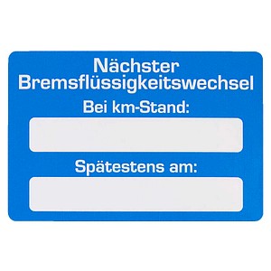 4052301105072 - Aufkleber Nächster Bremsflüssigkeitswechsel bei blau weiß 250 St