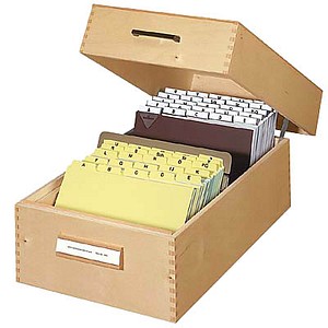 Karteikasten DIN A5 für 1.500 Karteikarten Buche natur mit Deckel