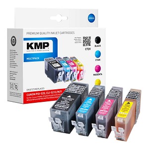 4 KMP C72V schwarz, cyan, magenta, gelb Tintenpatronen ersetzen Canon PGI-520 BK, CLI-521 C/M/Y