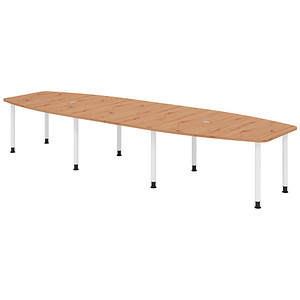 4032062316207 - HAMMERBACHER Konferenztisch KT40C asteiche Tonnenform Rundrohr grau 4000 x 850 1300 x 720 - 740 cm