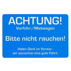 4052301105058 - Aufkleber ACHTUNG! Vorführ- Mietwagen blau weiß 250 St