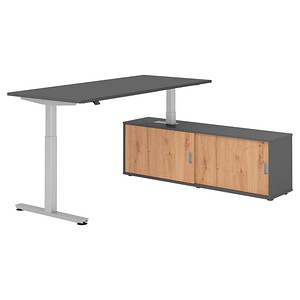 4032062329528 - Schreibtischkombination höhenverstellbar 71-120cm (H) 160x80cm (BxT) rechteckig graphit   silber 4032062329528 Hammerbacher