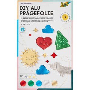 Folia Prägefolie Mappe - 18,5 x 29 cm farbig sortiert 5 Blatt.