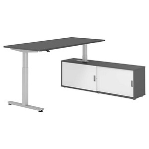 4032062329498 - Schreibtischkombination höhenverstellbar 71-120cm (H) 160x80cm (BxT) rechteckig graphit   silber 4032062329498 Hammerbacher