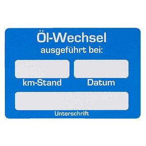 4052301105102 - Aufkleber Ölwechsel ausgeführt blau weiß 250 St