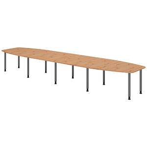 4032062316399 - HAMMERBACHER Konferenztisch KT52C asteiche Tonnenform Rundrohr grau 5200 x 850 1300 x 720 - 740 cm