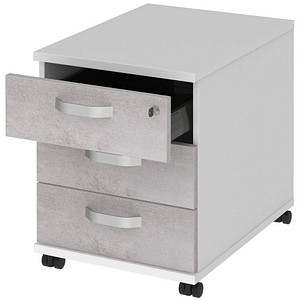 röhr start.now Rollcontainer weiß, beton 3 Auszüge