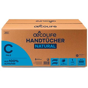 oecolife Papierhandtücher 4901200 NATURAL Lagen-Falzung 1-lagig 3.120 Tücher