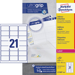 AVERY Zweckform Etiketten weiß 63,5 x 38,1 mm, 250 Blatt