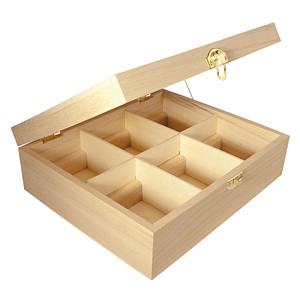 4006166142062 - Bastelholz natur Teebox mit 6 Fächer 4006166142062 - Bastelholz natur Teebox mit 6 Fächer