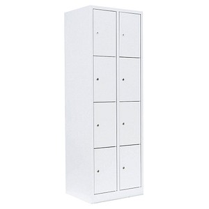 4061815517950 - Schließfachschrank 520427 Metall 2 Abteile mit 8 Fächern abschließbar 60x180cm (BxH) weiß 4061815517950 LÜLLMANN
